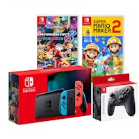 Nintendo Switch 2019 Neon Bateria + 2 Juegos Mario + Pro controller